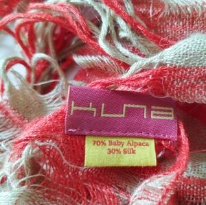 KUNA Skinny Scarf  70% Baby Alpaca 30% Silk Scarf Made in Peru Open Weave